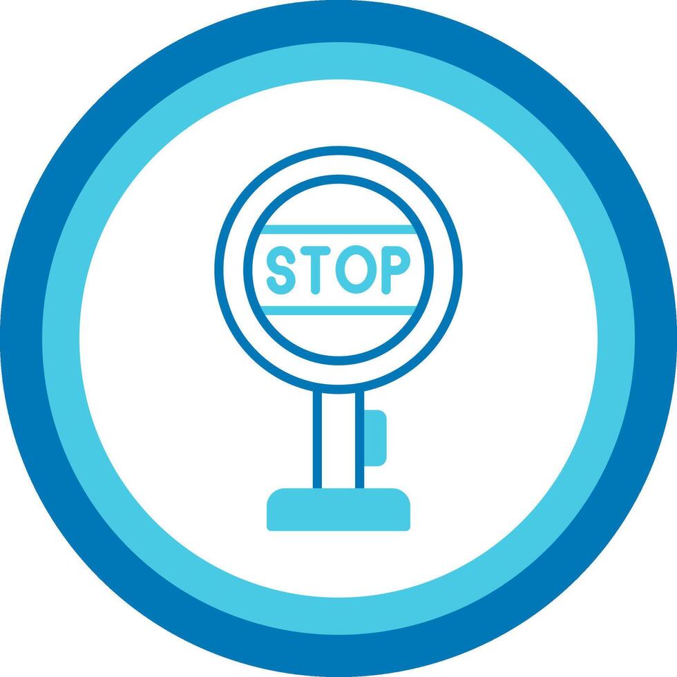 Stop Sign Board Blue Tone Circle Icon vector