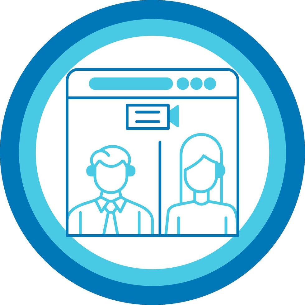 Web Conference Blue Tone Circle Icon vector