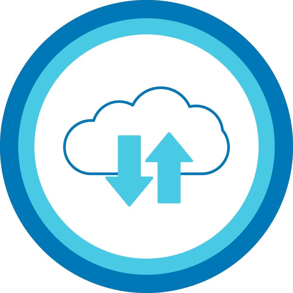 Cloud Upload And Download Blue Tone Circle Icon vector