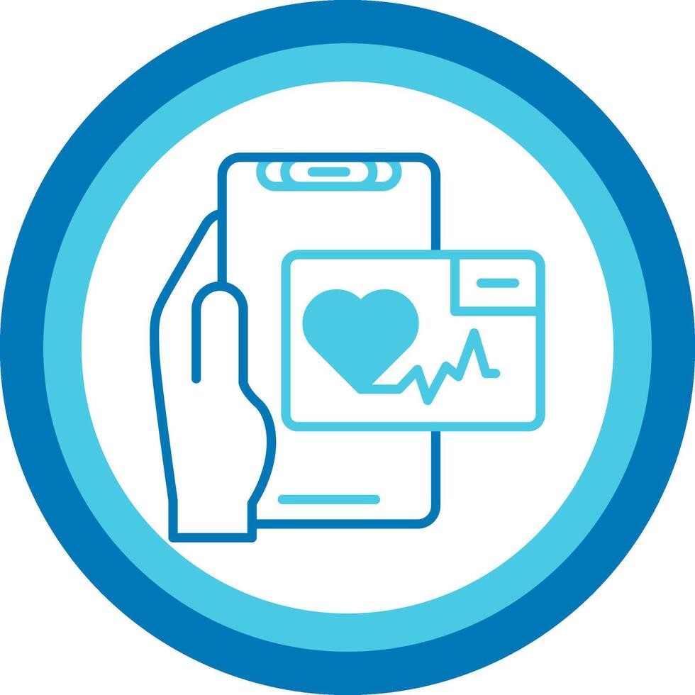 Heart Rate App Blue Tone Circle Icon vector