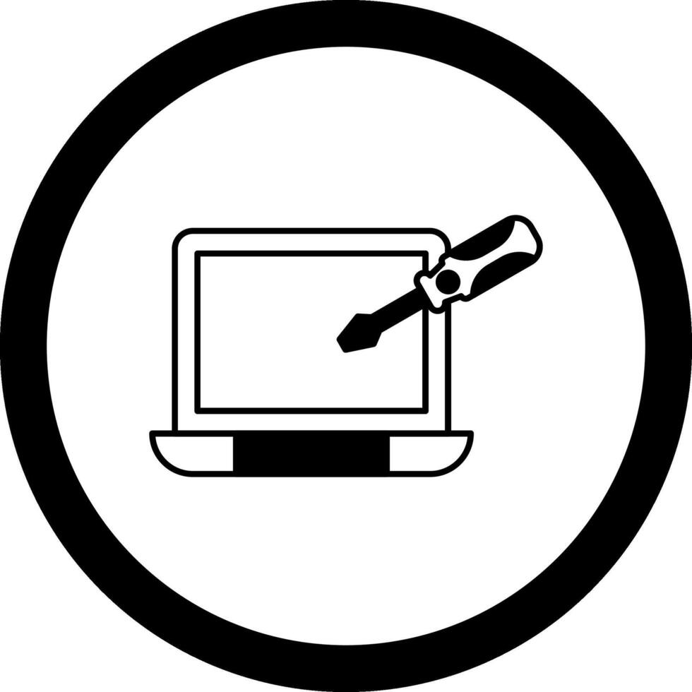 Laptop Repair Circle Icon vector