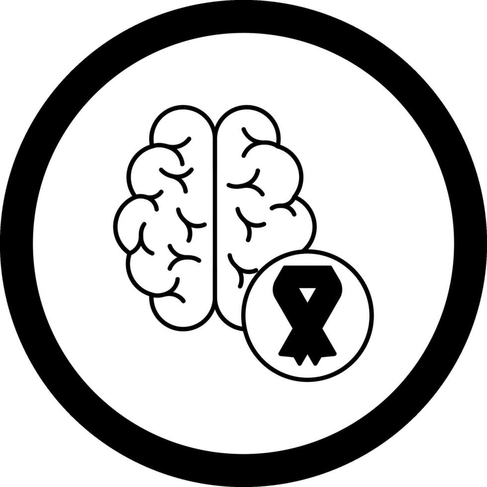 Brain Grey Ribbon Circle Icon vector