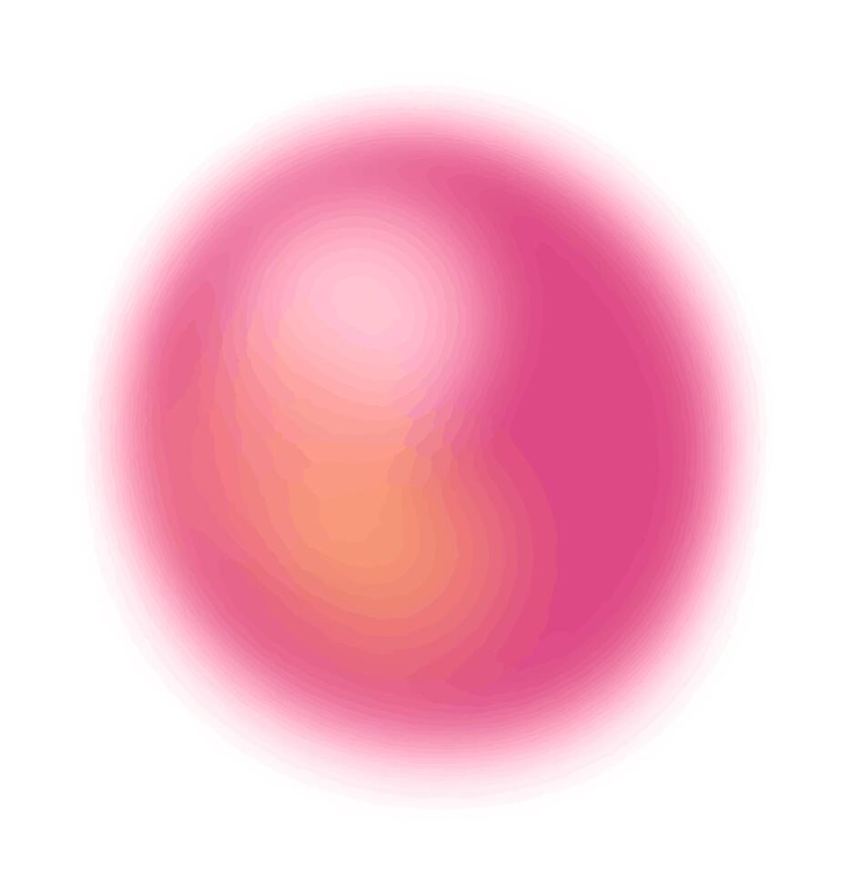Rounded gradient. Pink circle with warm inner shine on white background. Color gradation circle vector