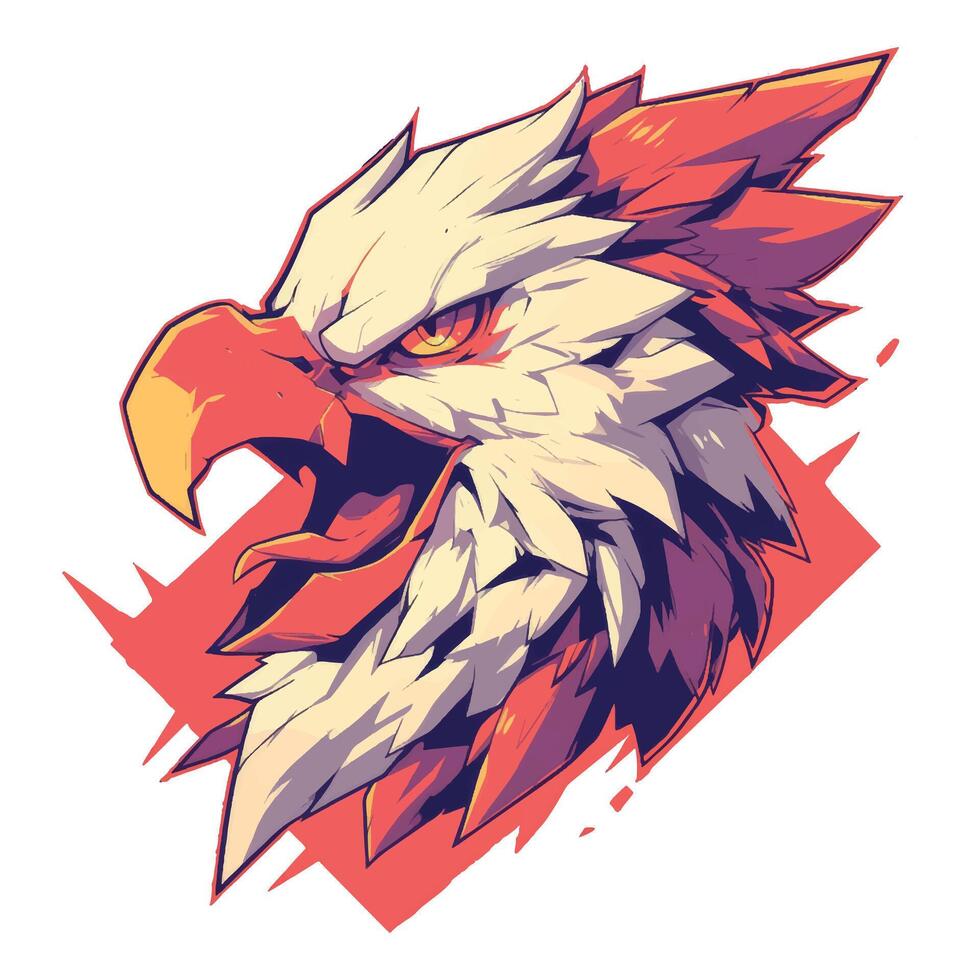 illustration of the head of a red eagle vector
