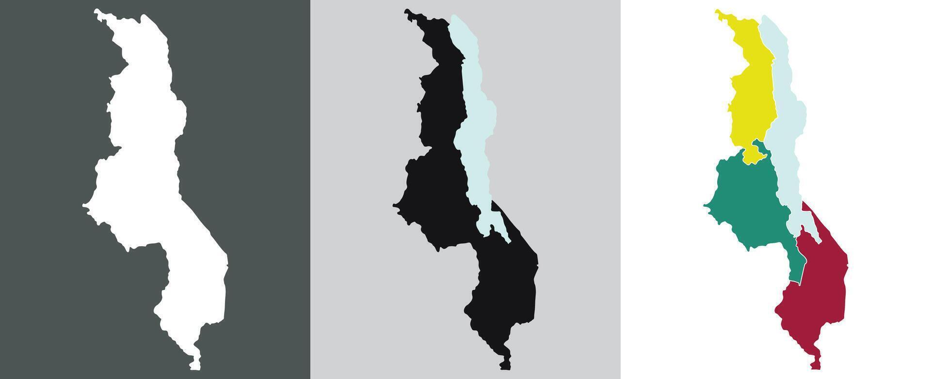 Malawi map. Map of Malawi in set vector