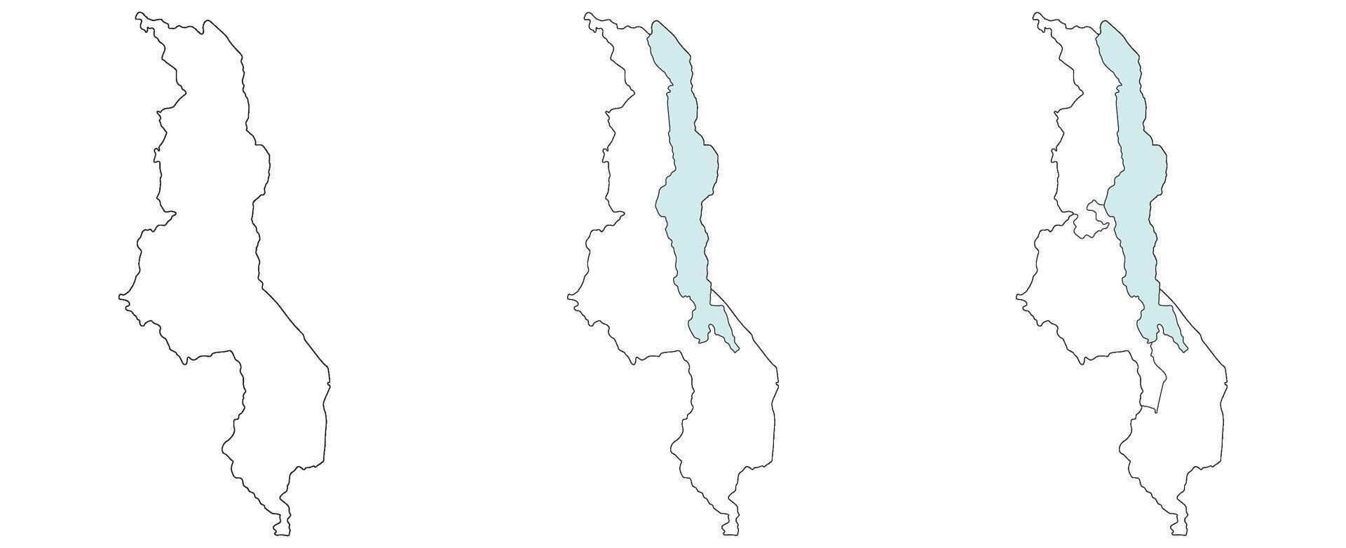 Malawi map. Map of Malawi in set vector