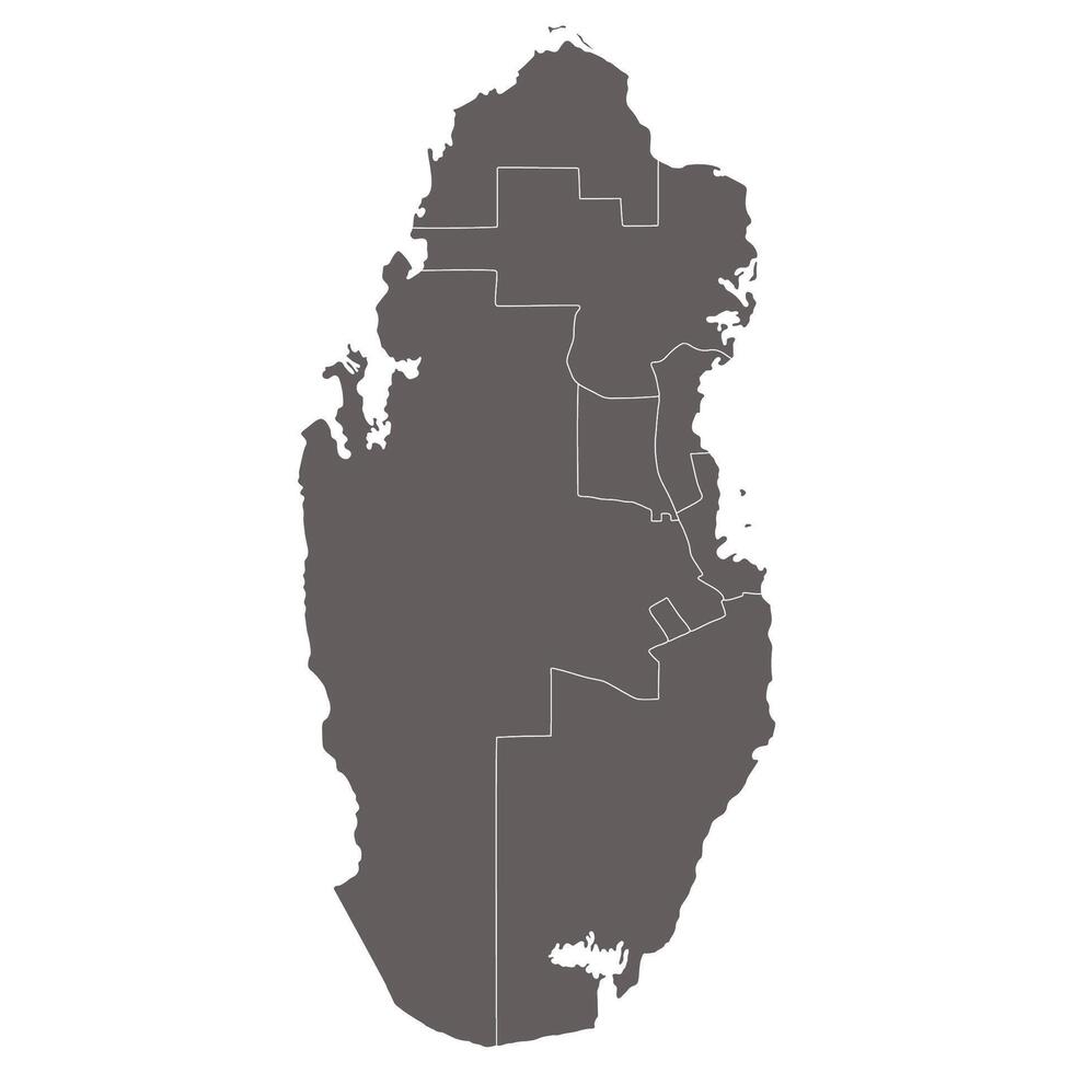Qatar map. Map of Qatar in administrative provinces in grey color vector