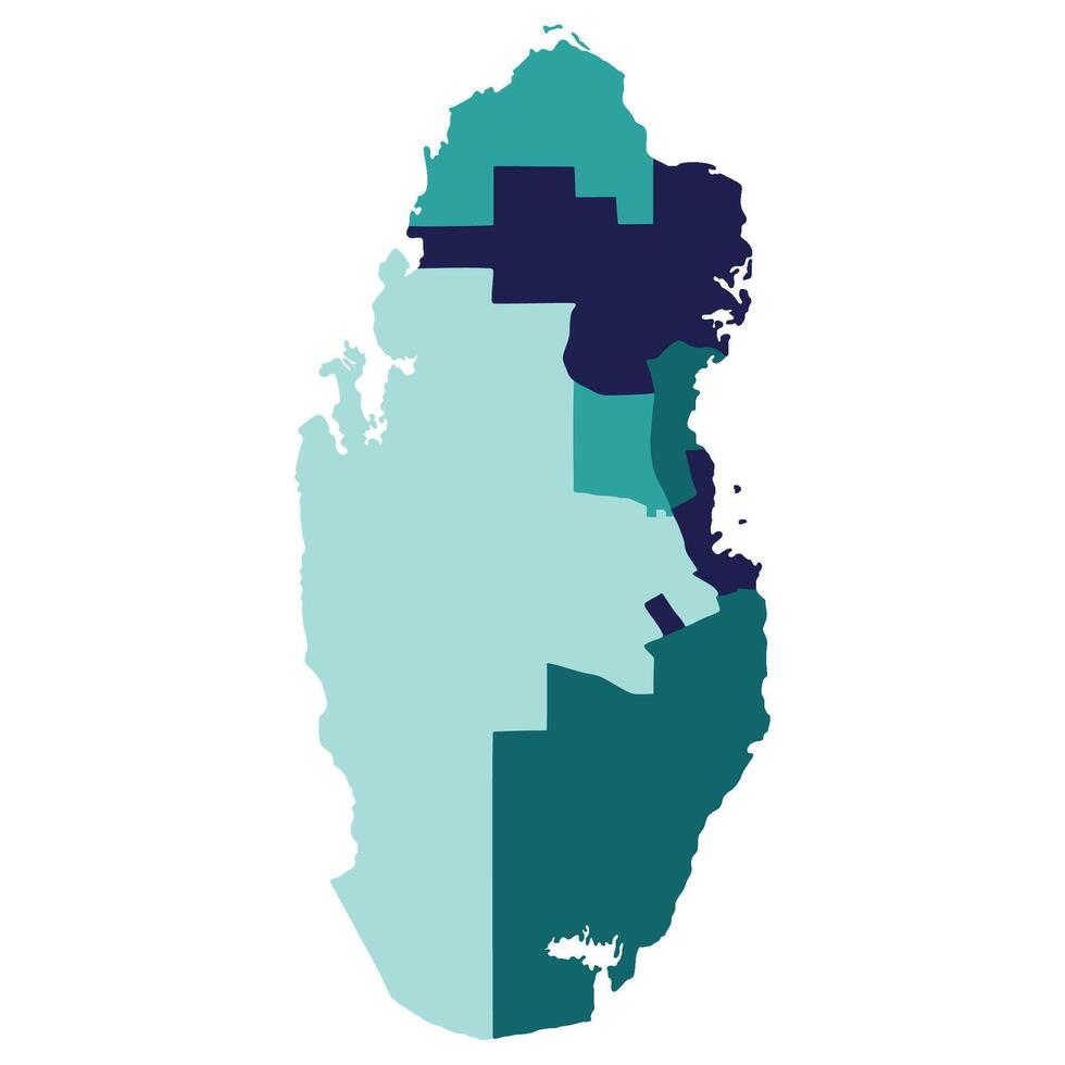 Qatar map. Map of Qatar in administrative provinces in multicolor vector