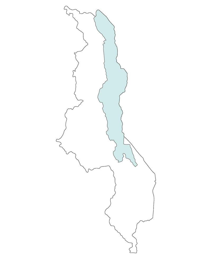 Malawi map. Map of Malawi with Malawi lake vector
