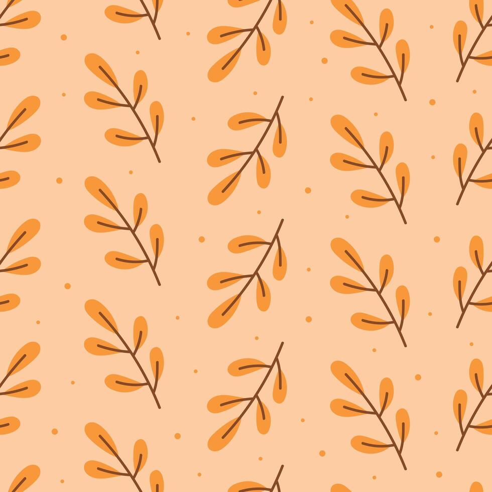 Autumn hand drawn leaves seamless pattern , cute cozy design leaves elements vector