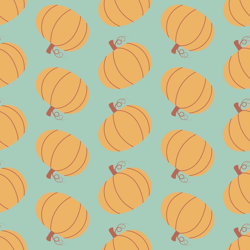 Simple pumpkin hand drawn seamless pattern, Autumn pattern of hand drawn cute and cozy design elements, Fall, Pumpkin season, halloween vector