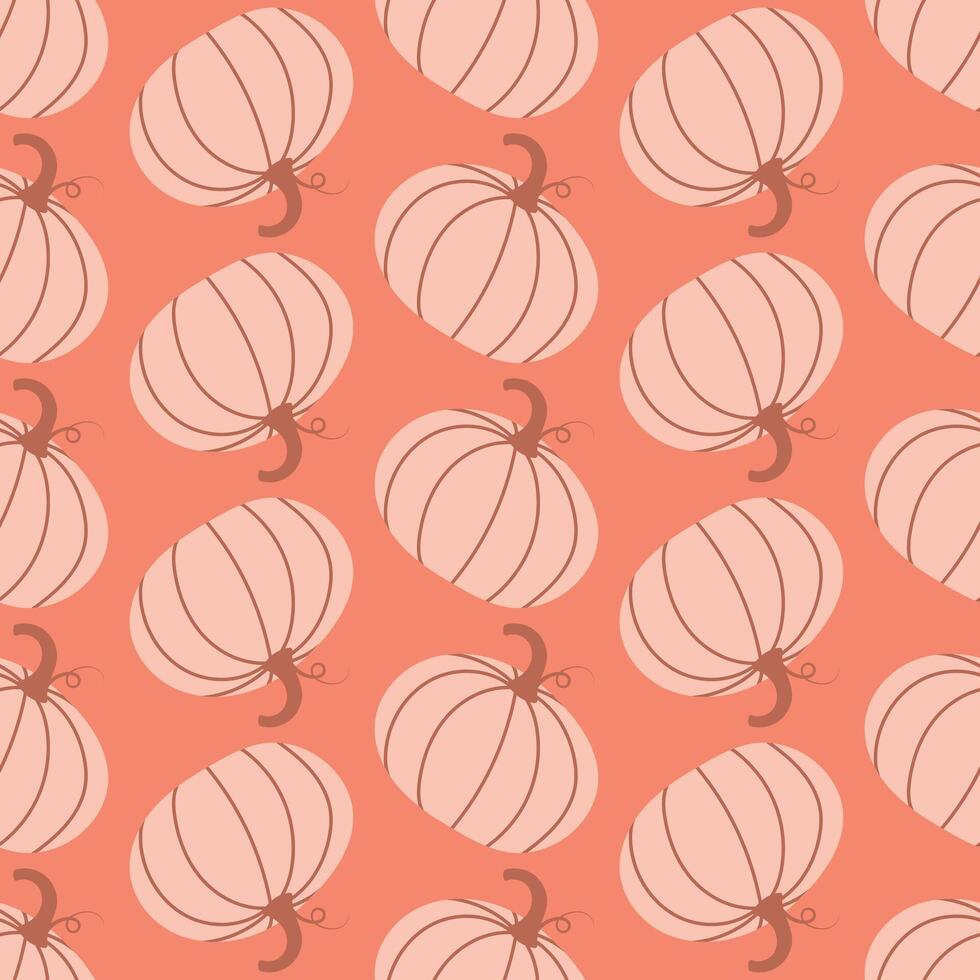 Simple pumpkin hand drawn seamless pattern, Autumn pattern of hand drawn cute and cozy design elements, Fall, Pumpkin season, halloween vector