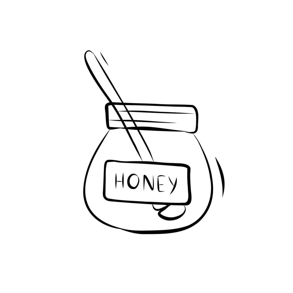 Honey jar sketch. Simple doodle style illustration vector