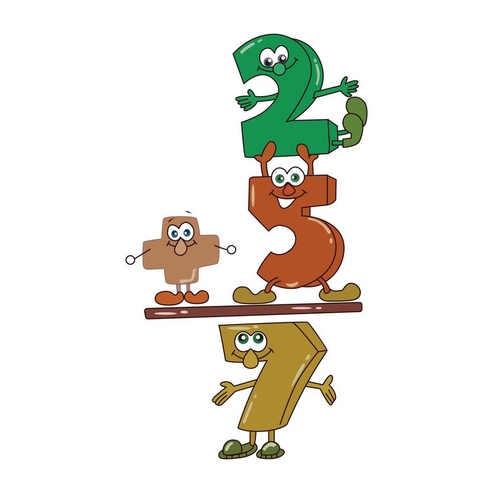 Illustration of Addition of Number Two Plus Five Equal To Seven ...