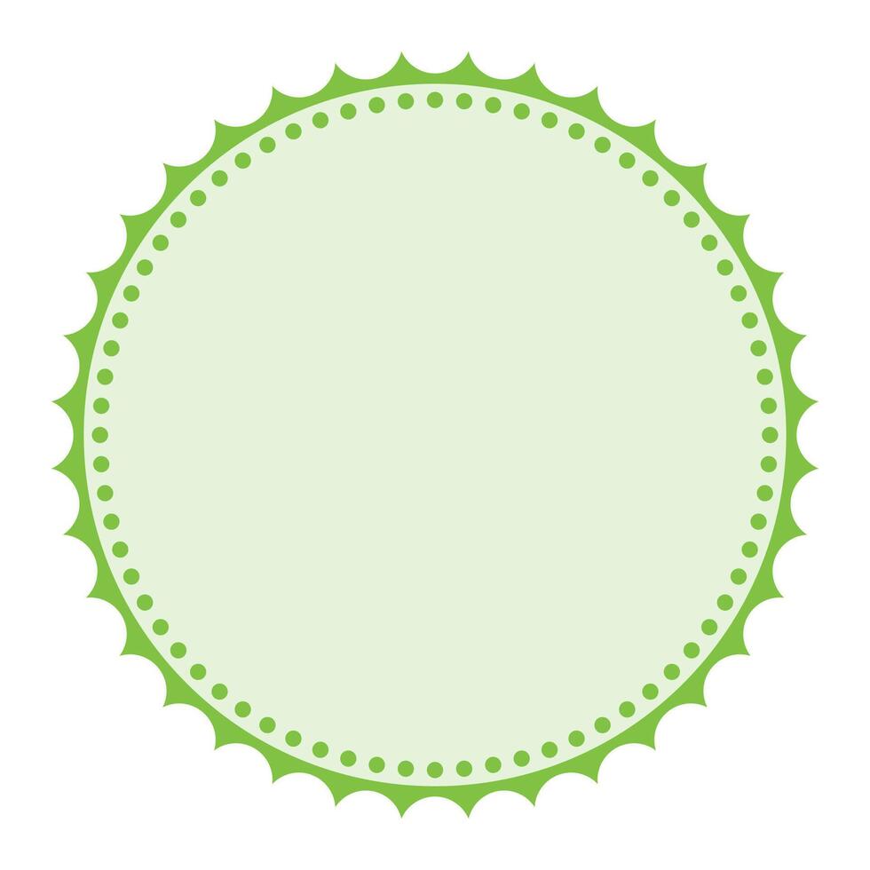 Elegant Green Round Detailed Packaging Classic Blank Sticker Badge Plain Background Design vector