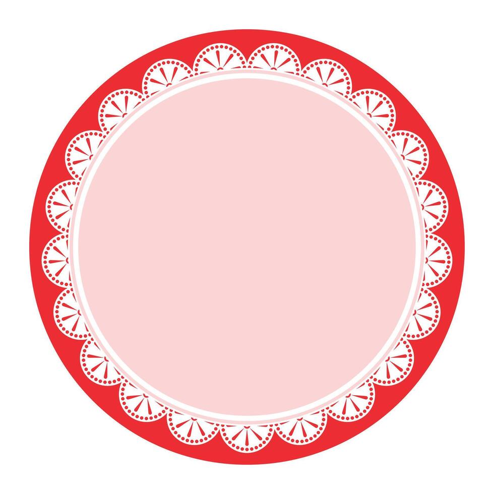 Simple Classic Red Circle Shape with Decorative Round Patterns Design vector