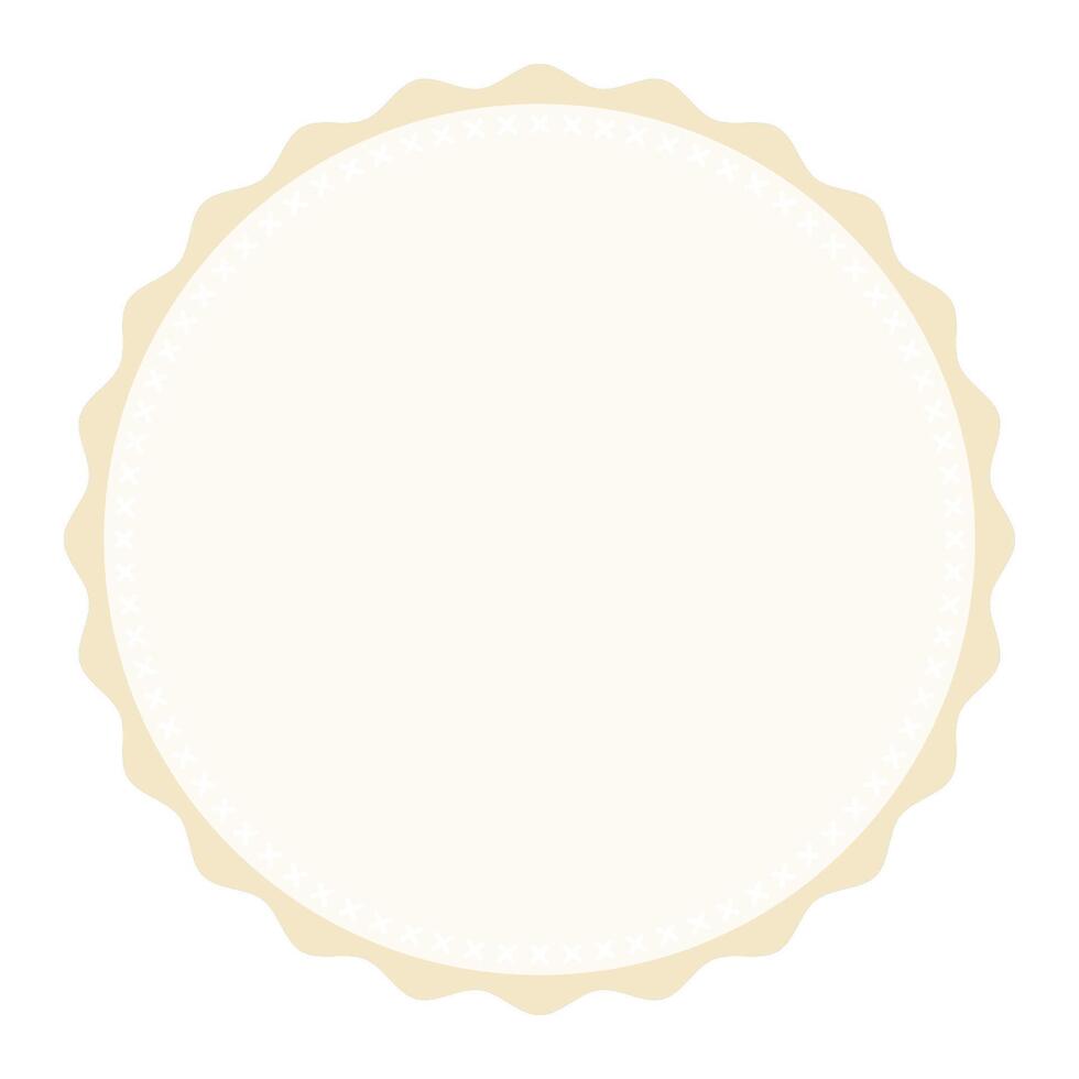 Classic Stitched Edge Round Vanilla Brown Emblem Blank Sticker Label Plain Background vector