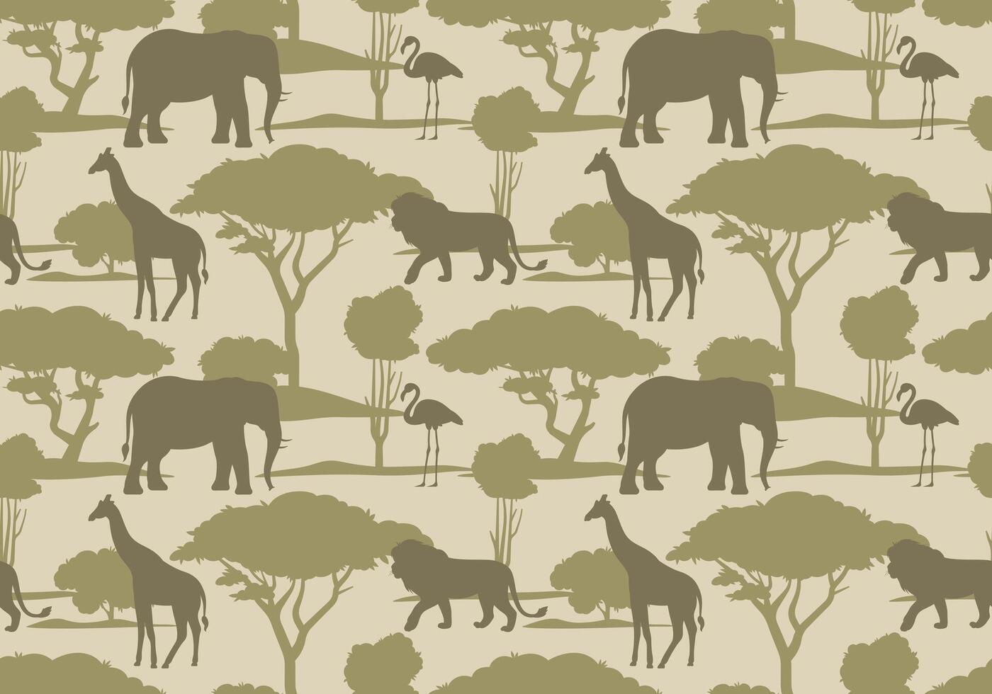 African savannah with animals seamless pattern. vector