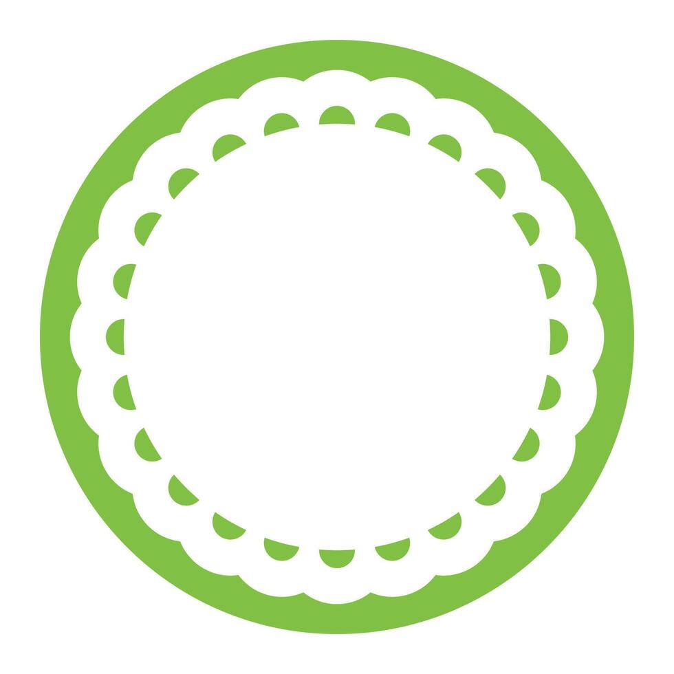 Simple Geometric Green Circle Frame Border Design Decorated With Bold Scalloped Lace Edge vector