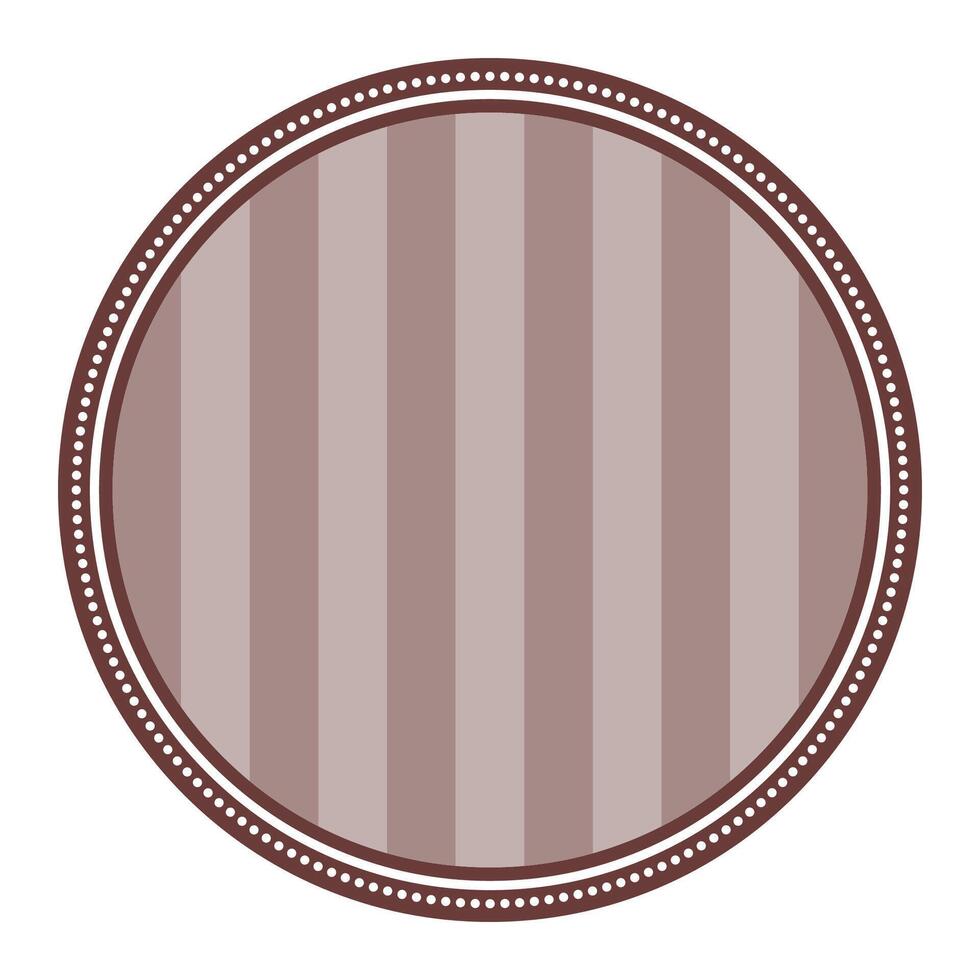 Striped Dark Brown Circular Elegance Plain Sticker Round Blank Label Design vector