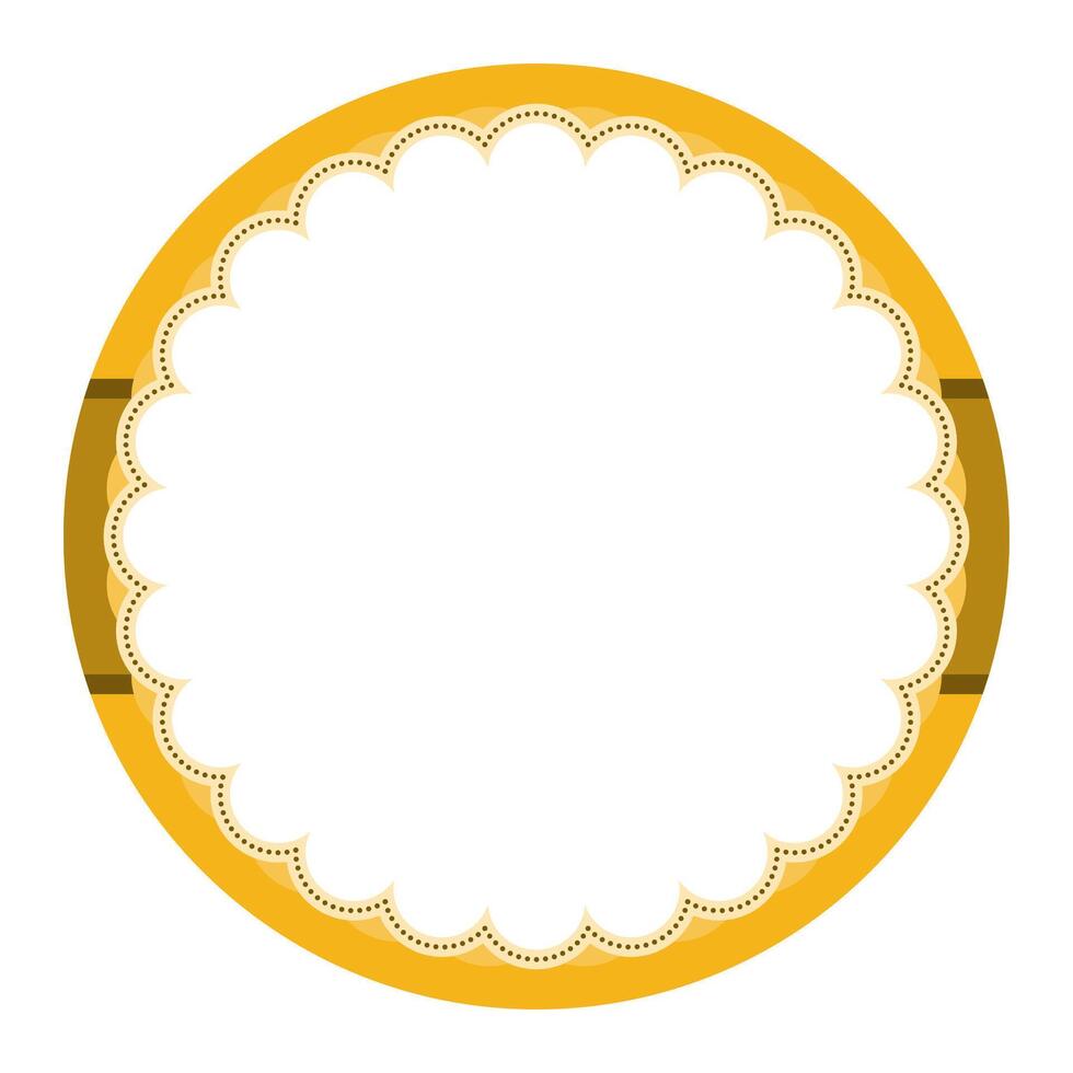Simple Yellow Ornamental Round Sticker Plain Label Blank Background Seal Design vector