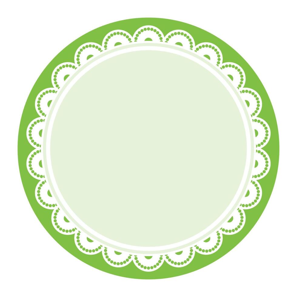 Simple Elegant Bold Green Lace Decorated With Circular Edge Design vector