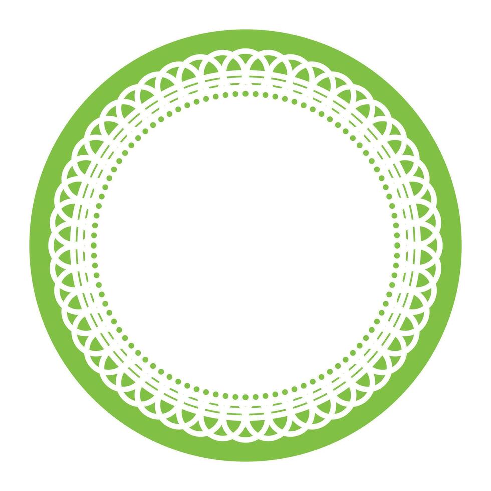 Simple Detailed Light Green Symmetrical Round Ornamental Lace Circle Blank Frame Border Element vector