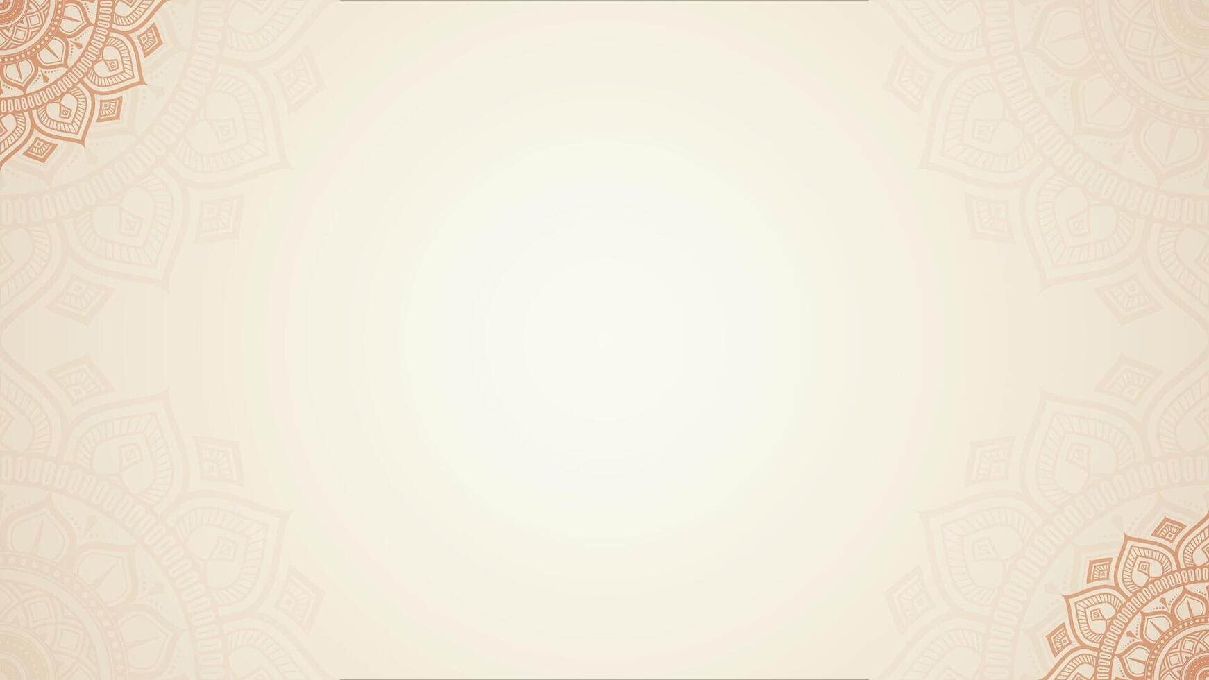 Simple Soft Blank Subtle Cream Horizontal Plain Background With Decorative Mandala Artwork Texture vector