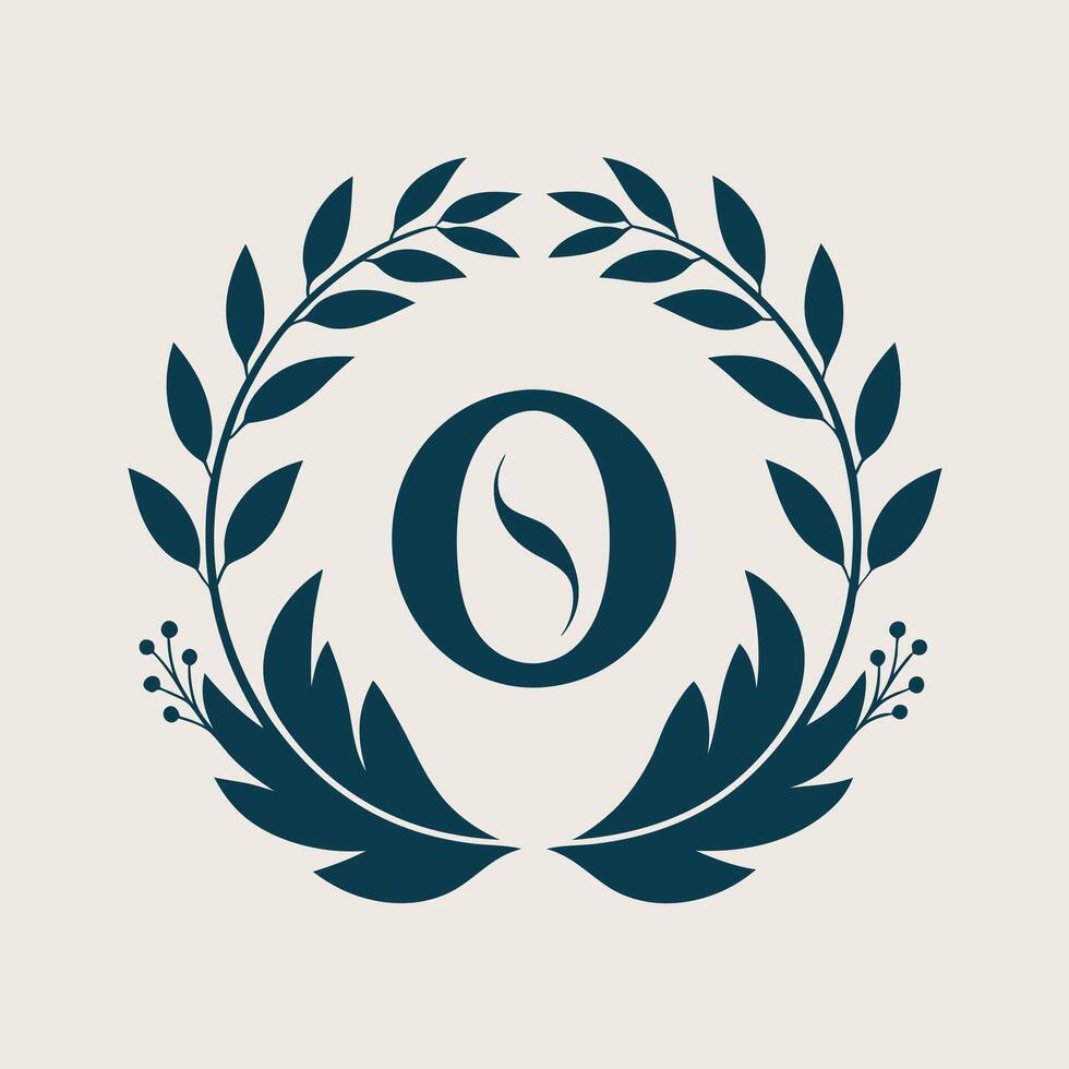 O Letter Logo With Floral Wreath vector