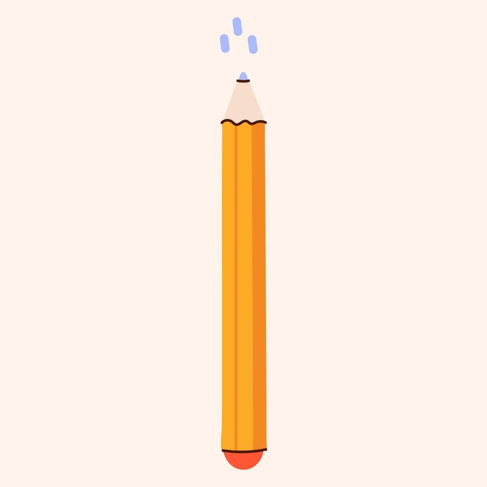 Pencil Icon. Eraser Pen Flat Design. Yellow pencil and wooden object for writing and drawing. Back to school, teacher's day concept. Design templates. illustration EPS10 vector