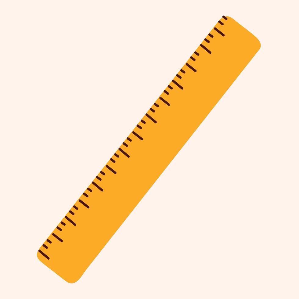 school ruler icon. rule yellow symbol. chool supply. Plastic volumetric tool hand draw. illustration EPS 10 vector