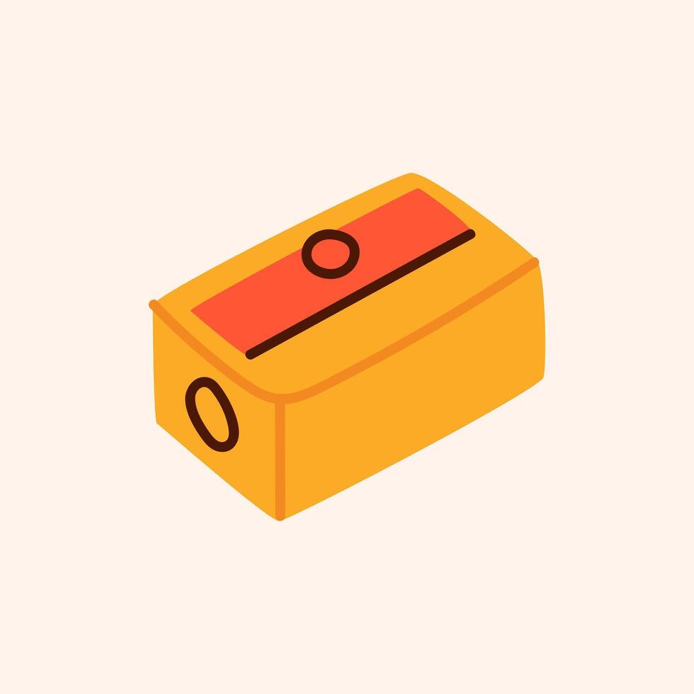 Yellow pencil sharpener icon isolated. back to school supplies for kids. shape for sharpening pencils. illustration EPS 10 vector