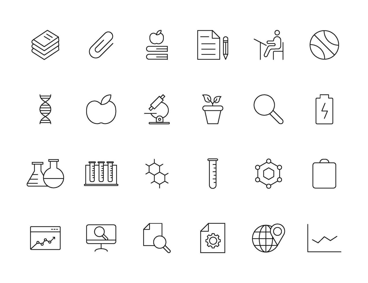 Education and Learning simple thin line icons set. Education, School, Learning, Book, study editable stroke icons vector