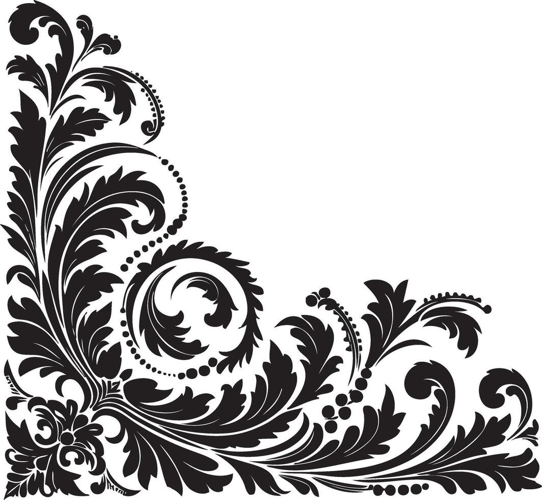 Ornament silhouette art stylish corner illustration design vector