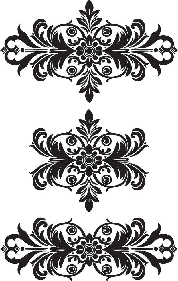 Ornament silhouette art illustration. floral vine, border, Black, Elements vector