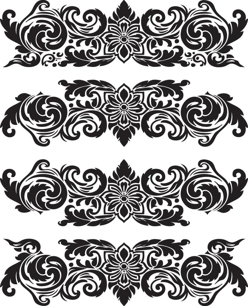 Ornament silhouette art illustration. floral vine, border, Black, Elements vector