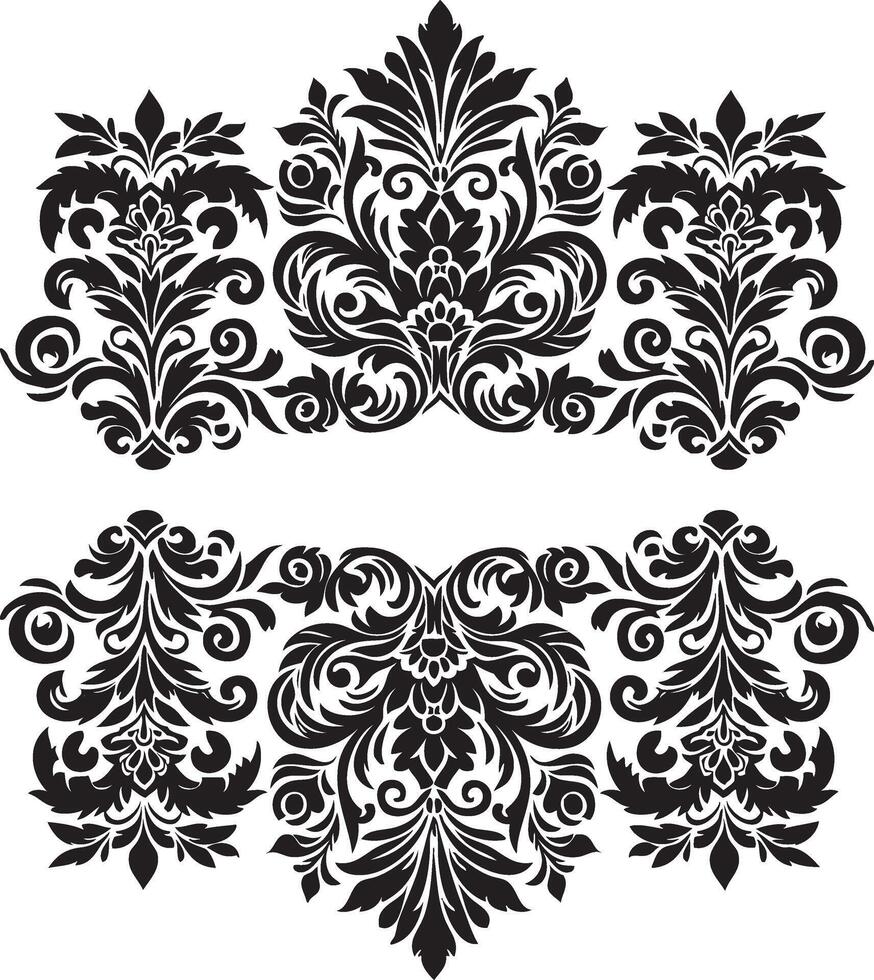 Ornament silhouette art illustration. floral vine, border, Black, Elements vector