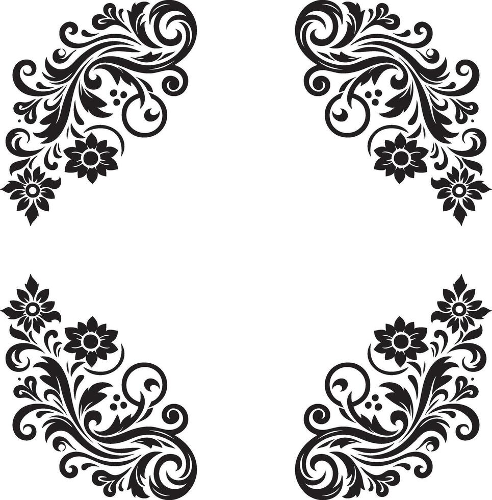 Ornament silhouette art stylish corner illustration design vector