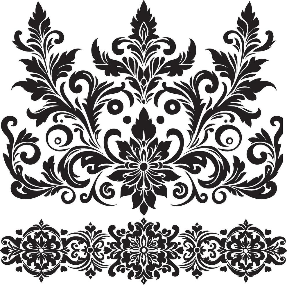 Ornament silhouette art illustration. floral vine, border, Black, Elements vector