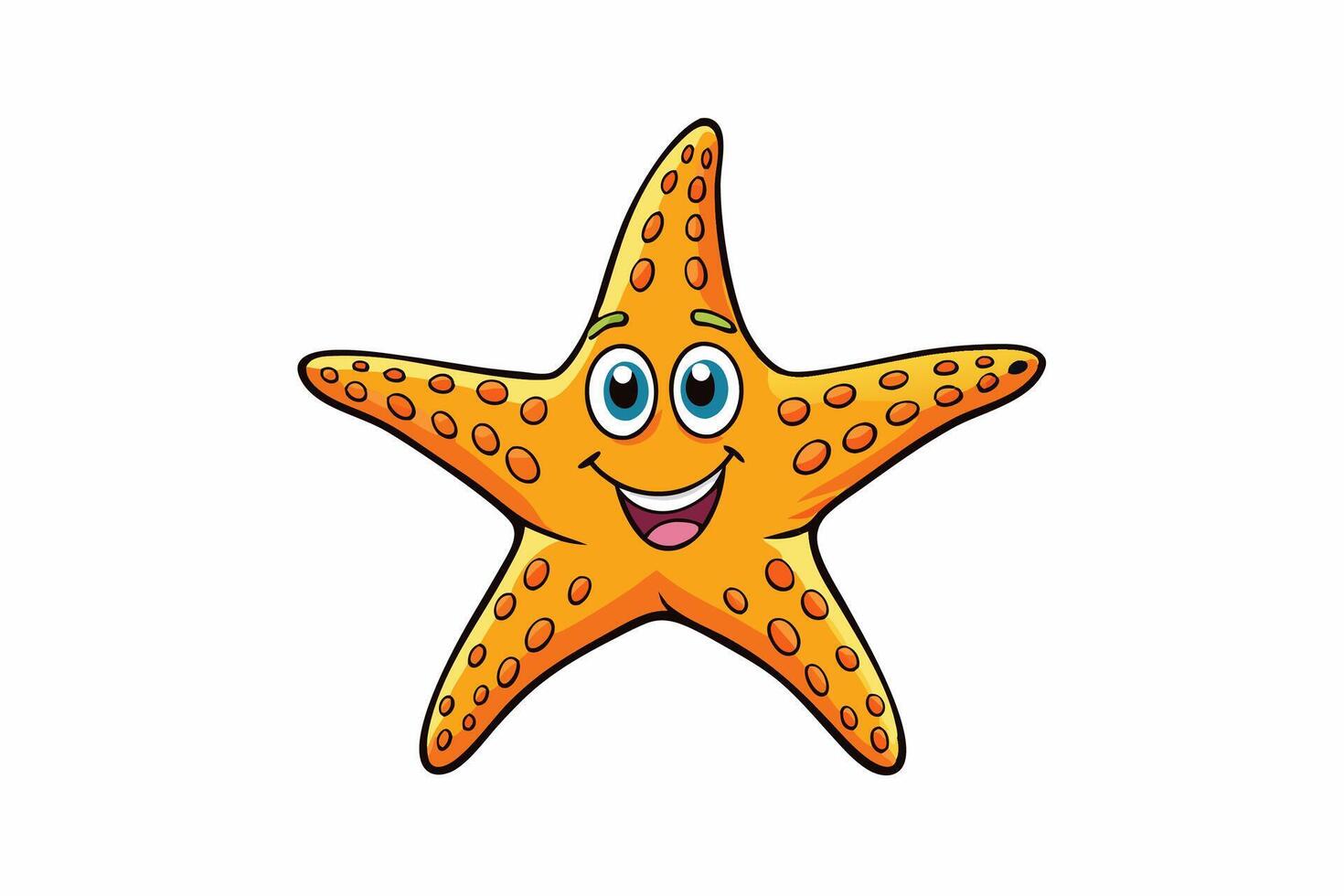 Funny Starfish Illustration with White Background, Funny starfish illustration with white background, perfect for cartoons, clipart, and line art vector