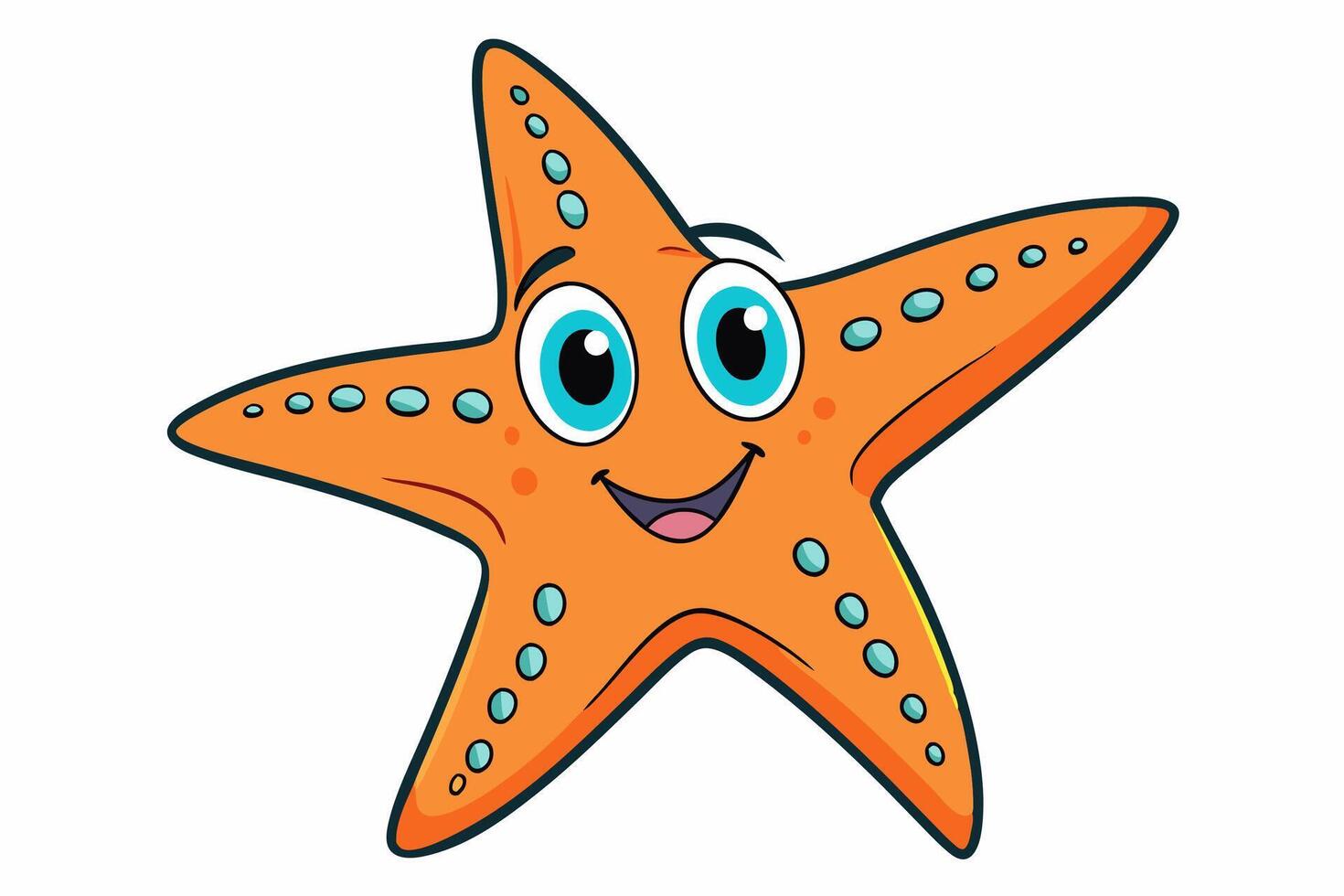 Funny Starfish Illustration with White Background, Funny starfish illustration with white background, perfect for cartoons, clipart, and line art vector