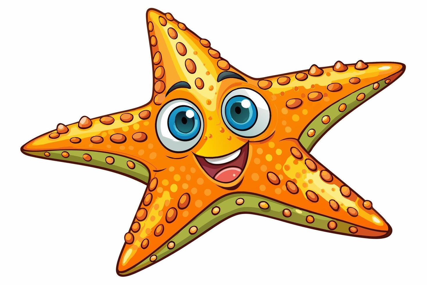 Funny Starfish Illustration with White Background, Funny starfish illustration with white background, perfect for cartoons, clipart, and line art vector