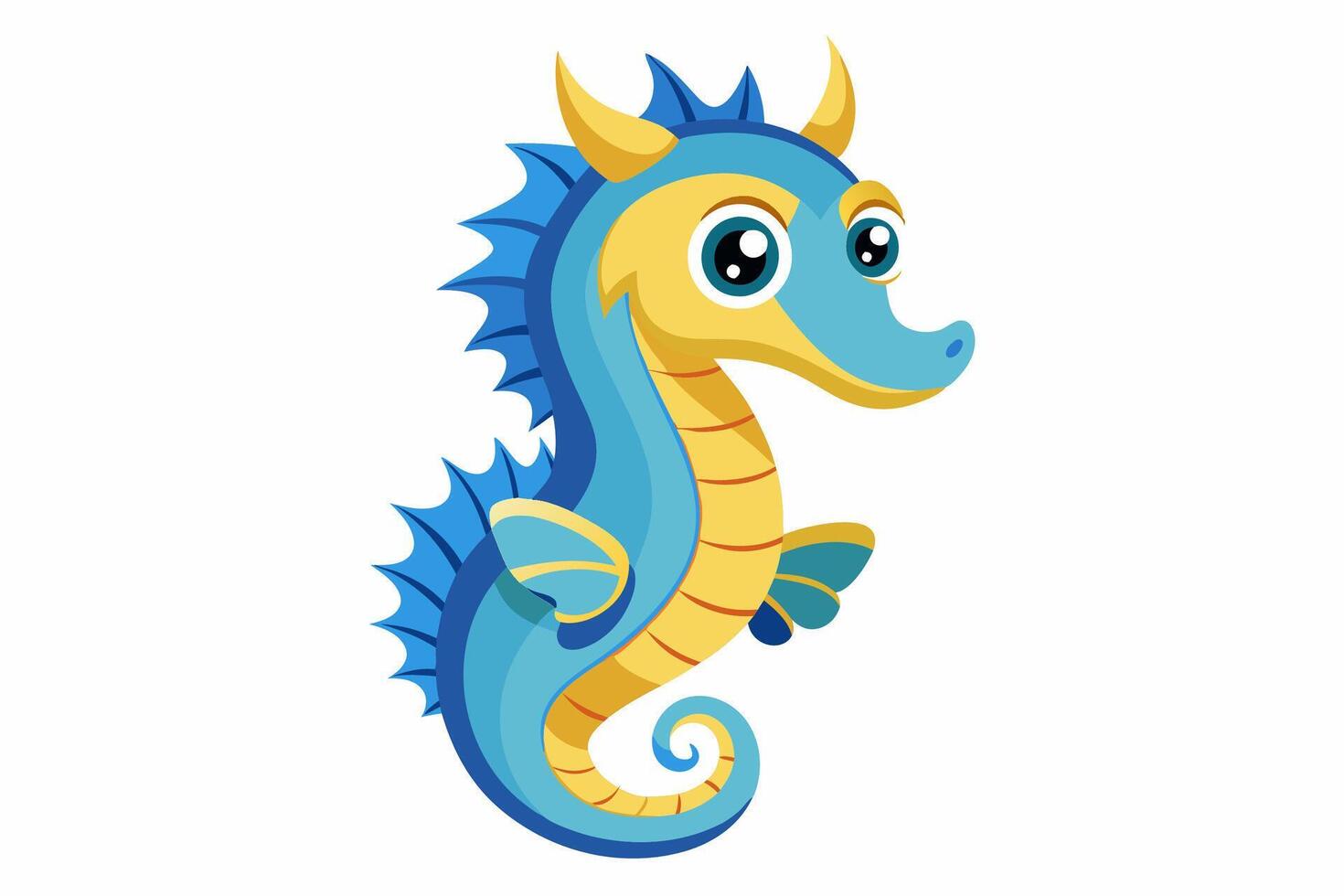 Funny Seahorse Illustration on White Background Cartoons, Clipart, Line Art Design, Funny seahorse art on white background, ideal for cartoons, clipart, and line art designs vector