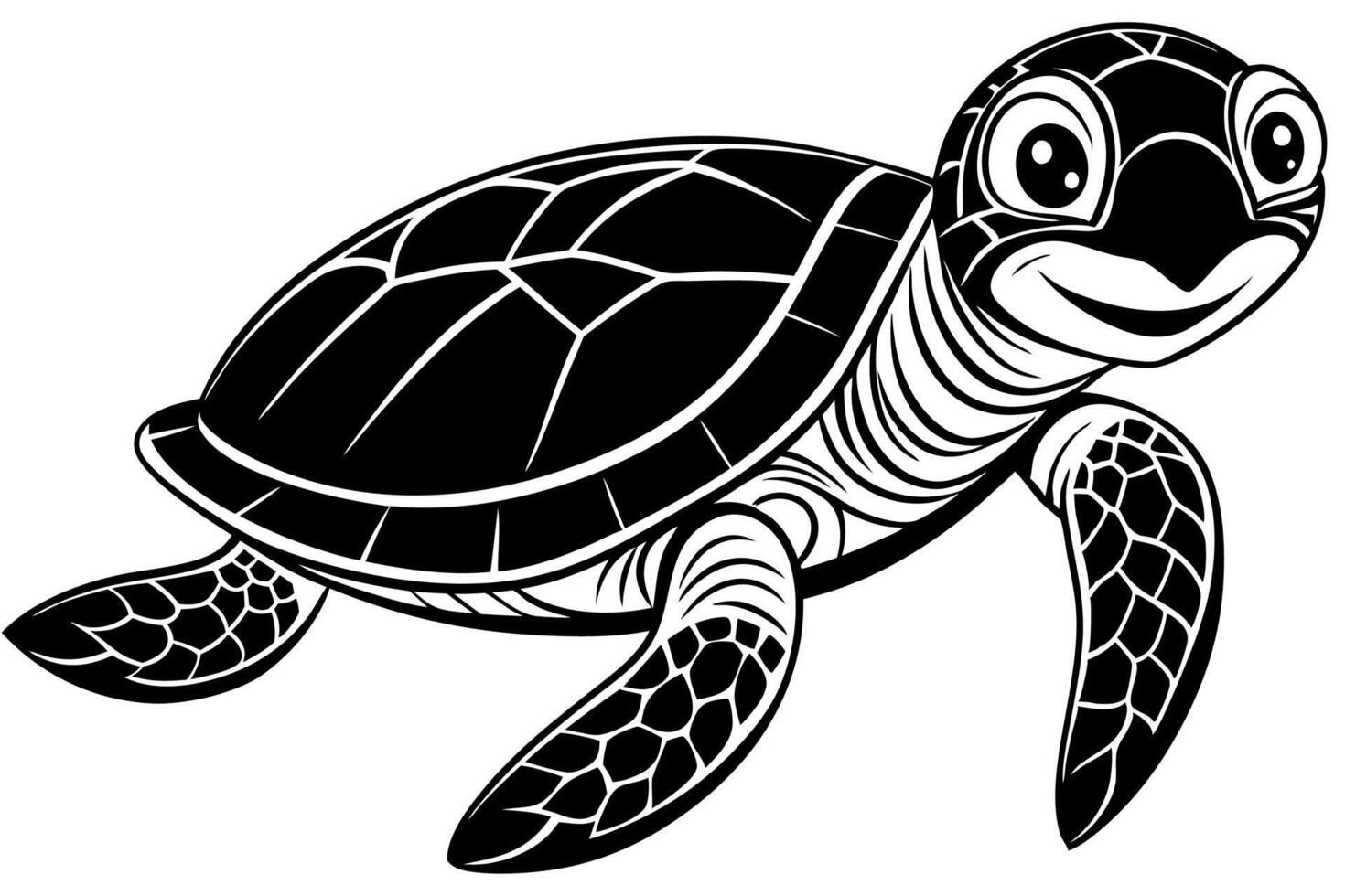 Funny Sea Turtle Illustration, Cartoons, Clipart, and Line Art Design, Funny sea turtle , cartoon, clipart, and line art design on white background. vector