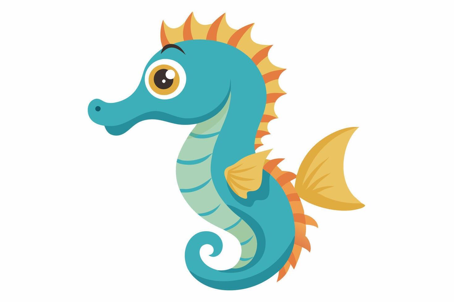 Funny Seahorse Illustration on White Background Cartoons, Clipart, Line Art Design, Funny seahorse art on white background, ideal for cartoons, clipart, and line art designs vector