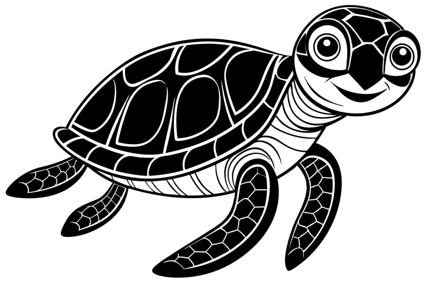 Funny Sea Turtle Illustration, Cartoons, Clipart, and Line Art Design, Funny sea turtle , cartoon, clipart, and line art design on white background. vector