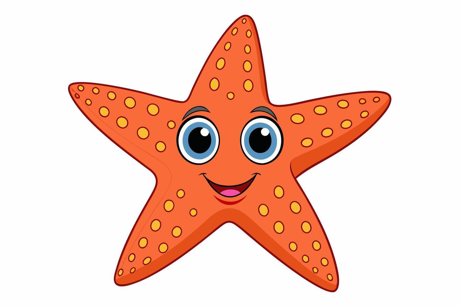 Funny Starfish Illustration with White Background, Funny starfish illustration with white background, perfect for cartoons, clipart, and line art vector