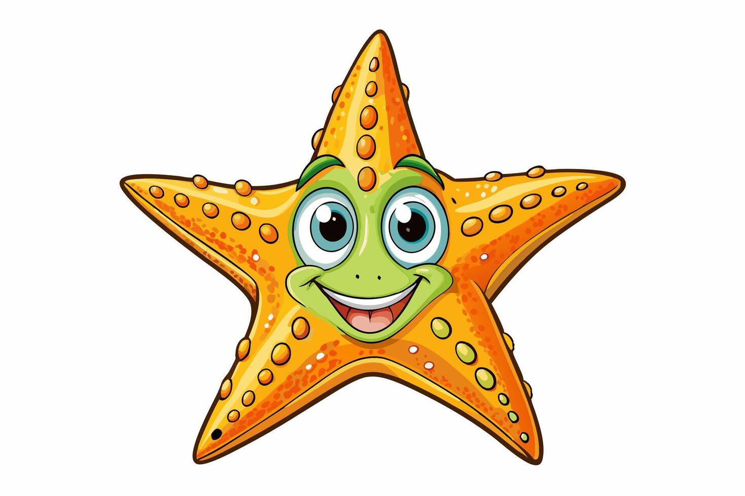 Funny Starfish Illustration with White Background, Funny starfish illustration with white background, perfect for cartoons, clipart, and line art vector