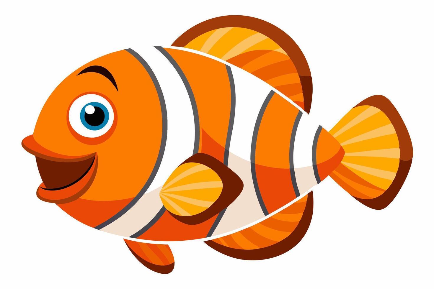 Funny Clownfish Illustration Cartoon Clipart And Line Art Design, Cute and funny clownfish illustration in cartoon style with white background. vector