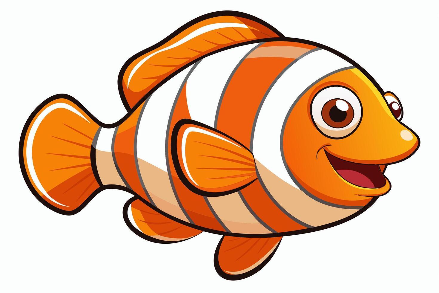Funny Clownfish Illustration Cartoon Clipart And Line Art Design, Cute and funny clownfish illustration in cartoon style with white background. vector